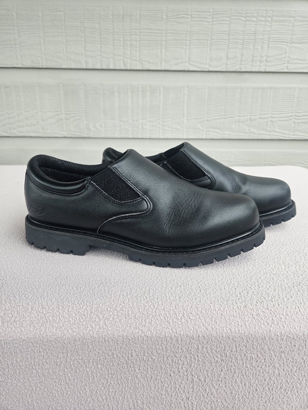 Skechers Work Cottonwood Goddard Slip-Resistant Loafer Shoes Men SZ 9.5 W Black